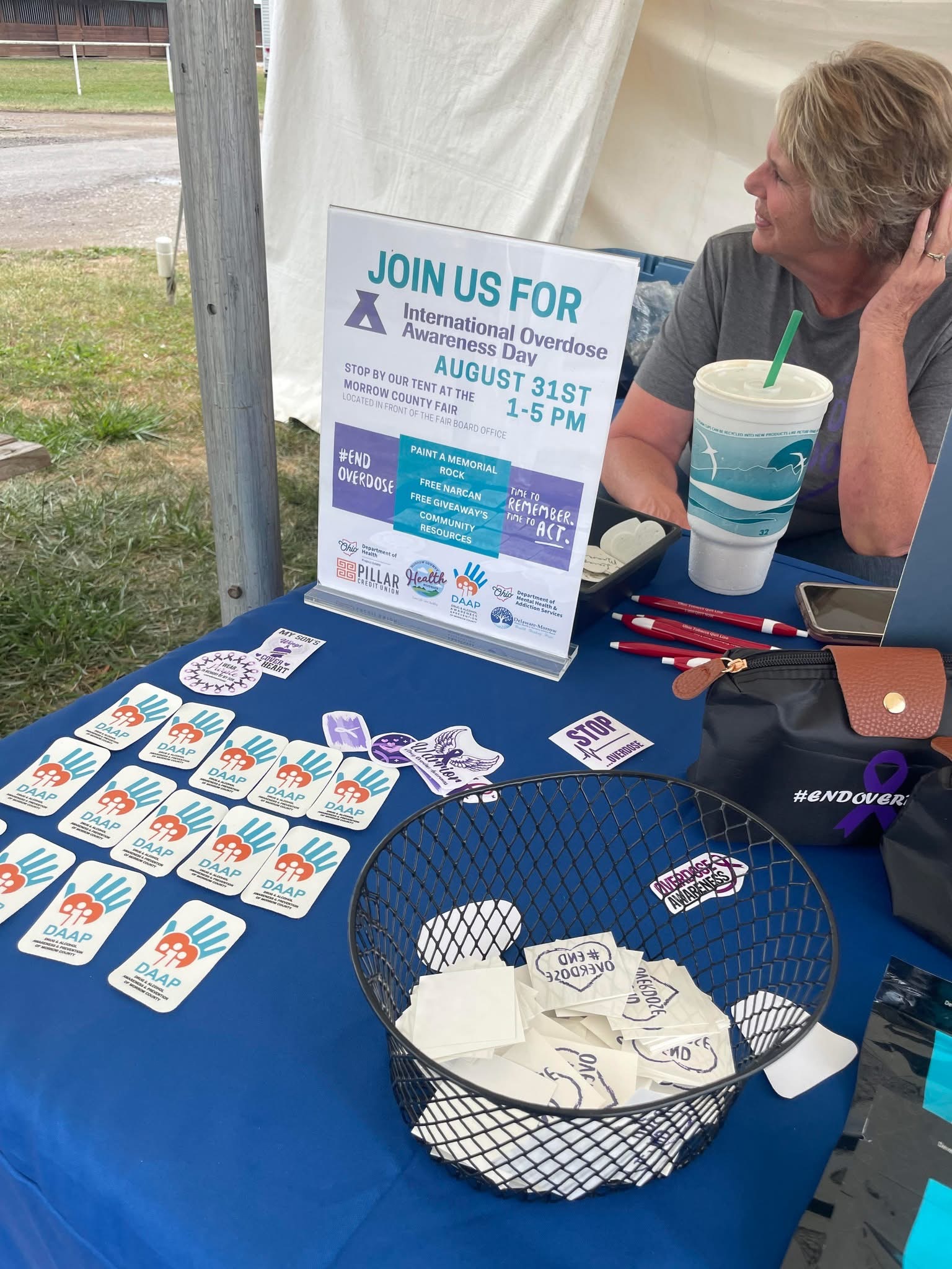 Morrow County Overdose Awareness Day information table at the county fair.